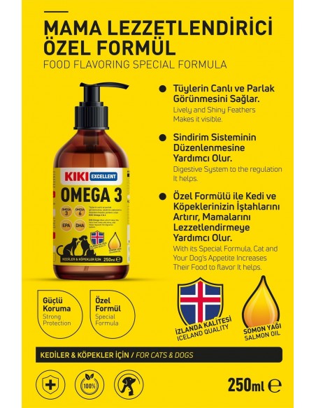 KIKI Excellent Kedi ve Köpek İçin Omega 3 Balık Yağı 250 ml