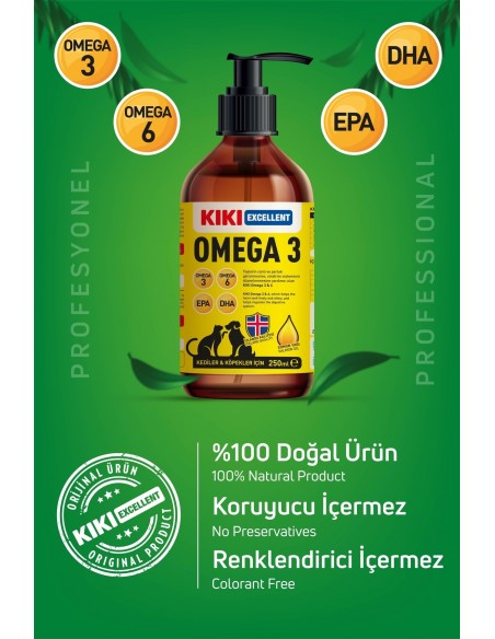 KIKI Excellent Kedi ve Köpek İçin Omega 3 Balık Yağı 250 ml