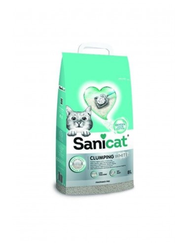Sanicat Clumping White Oksijen Kontrol Süper Topaklanan Kedi Kumu 8 Lt