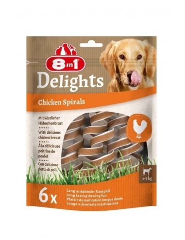 8in1 Smart Delights Chicken Spirals Tavuklu Burgu Köpek Ödülü 6lı