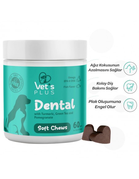 Vet's Plus Dental Kedi ve Köpekler İçin Diş Bakımı Çiğnenebilir Tablet (60'lı)