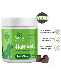 Vet's Plus Hairball Kediler İçin Malt ve Kinoalı Tüy...