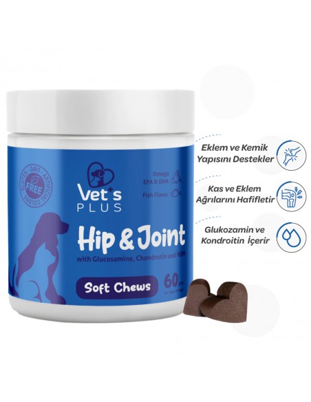 Vet's Plus Hip&Joint Kedi ve Köpekler İçin Eklem Destekleyici Çiğnenebilir Tablet (60'lı)