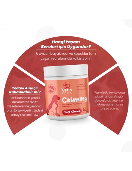 Vet's Plus Calming Kedi ve Köpekler İçin Sakinleştirici Çiğnenebilir Tablet (60'lı)