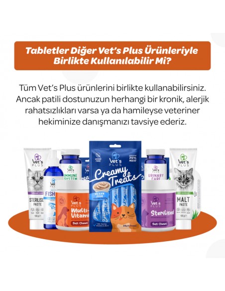 Vet's Plus Immune Kedi ve Köpekler İçin Bağışıklık Sistemi Destekleyici Çiğnenebilir Tablet (60'lı)