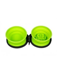 Kiwi Walker İkili Yavaş Yeme Seyahat Mama ve Su Kabı Yeşil