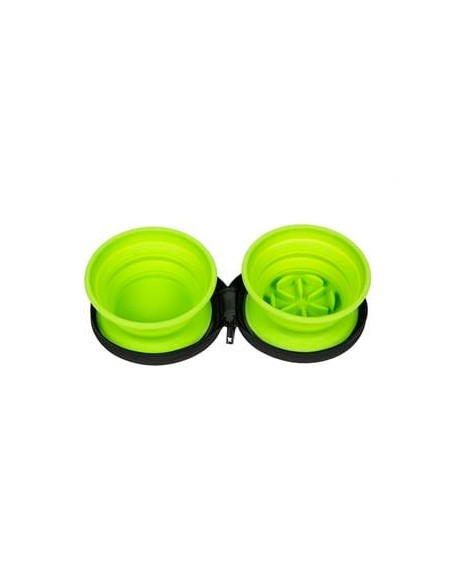 Kiwi Walker İkili Yavaş Yeme Seyahat Mama ve Su Kabı Yeşil