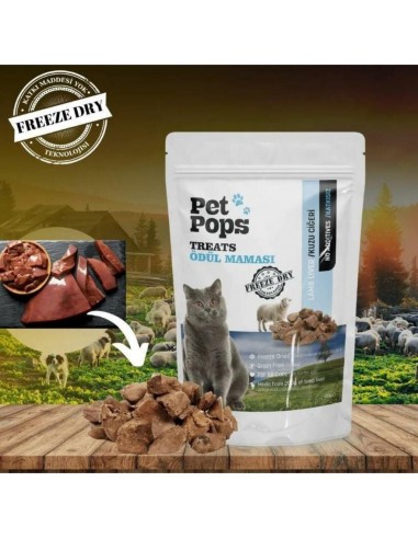 Pet Pops Freeze-Dried Kuzu Ciğeri Kedi Ödülü 40 Gr