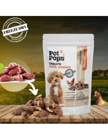 Pet Pops Freeze-Dried Tavuk Yüreği Köpek Ödülü...