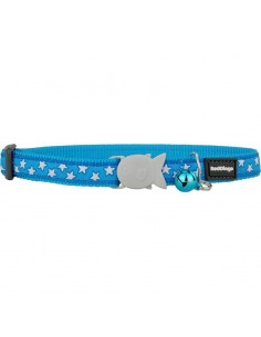 Reddingo Turkuaz Üzerine Beyaz Yıldız Desenli Kedi Boyun...