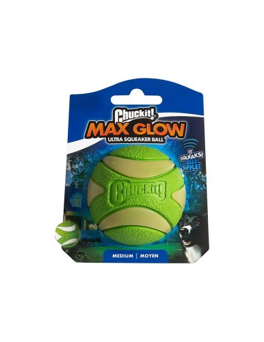 Chuckit Max Glow Ultra Squeaker Ball Medium